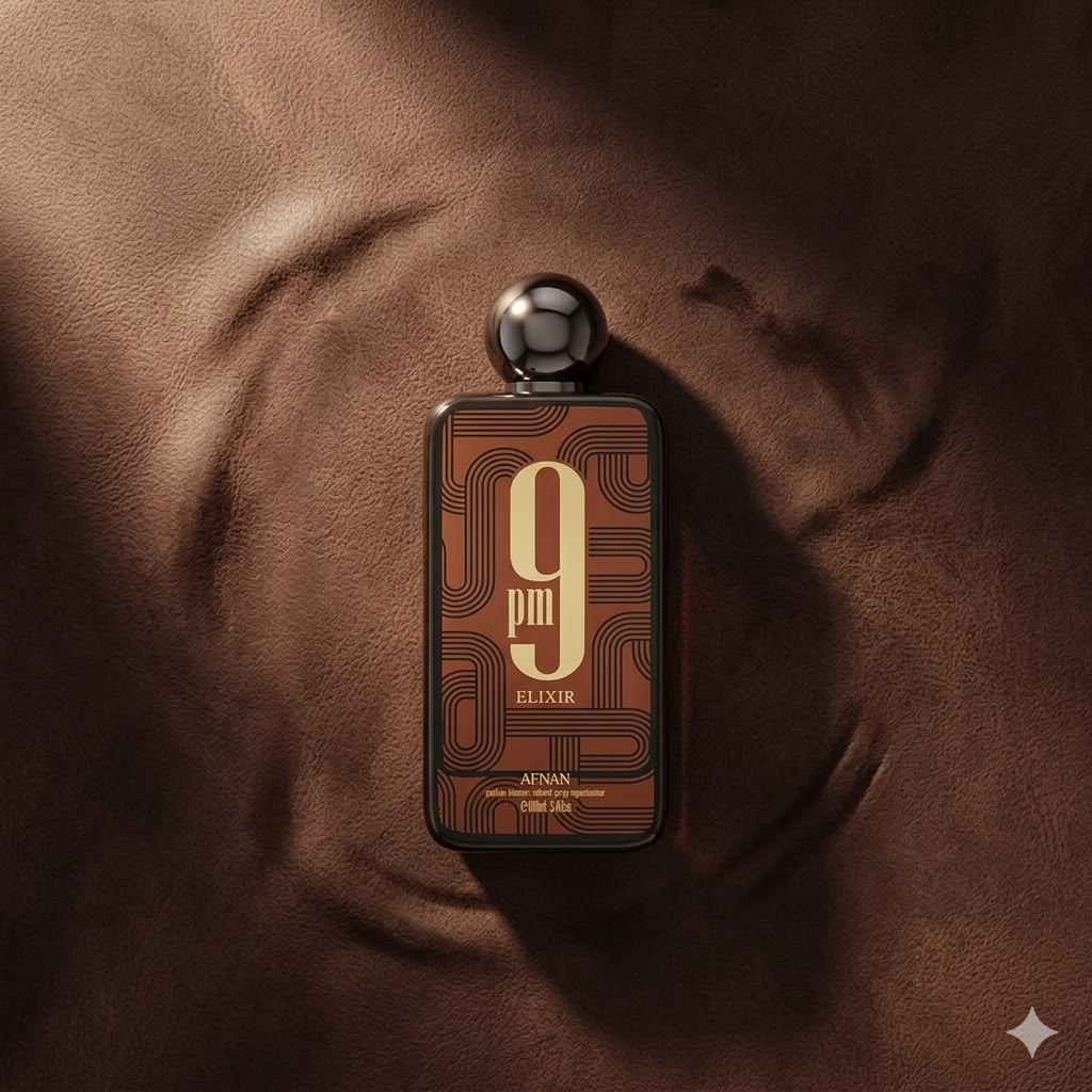 Afnan 9PM Elixir, detalle del frasco