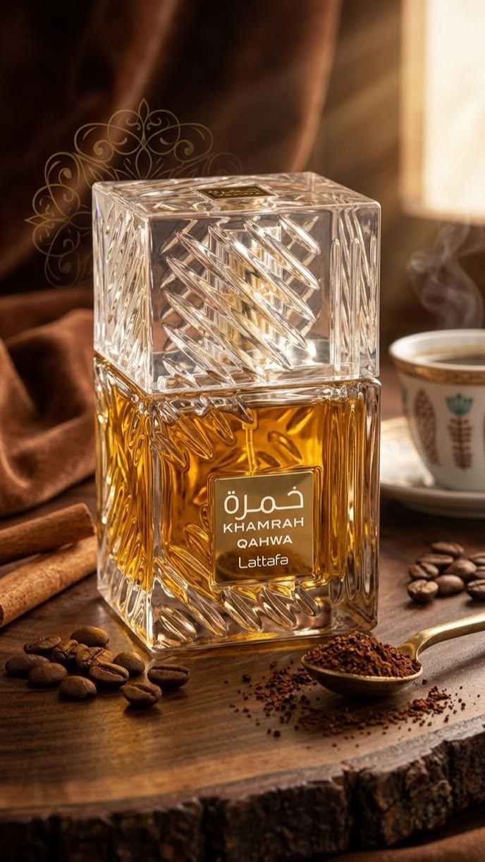 Lattafa Khamrah Qahwa, detalle del frasco