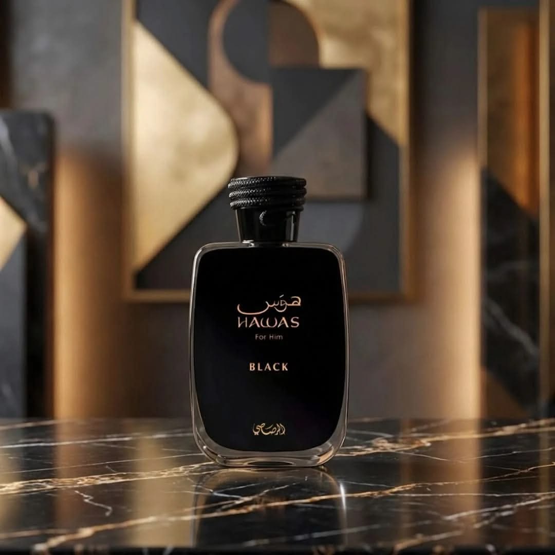 Rasasi Hawas Black, detalle del frasco